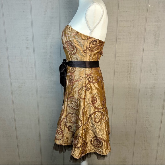 Vntg Jessica McClintock Strapless Formal Dress Size 10 Ruffle Metallic 3D Fairy - Picture 2 of 12